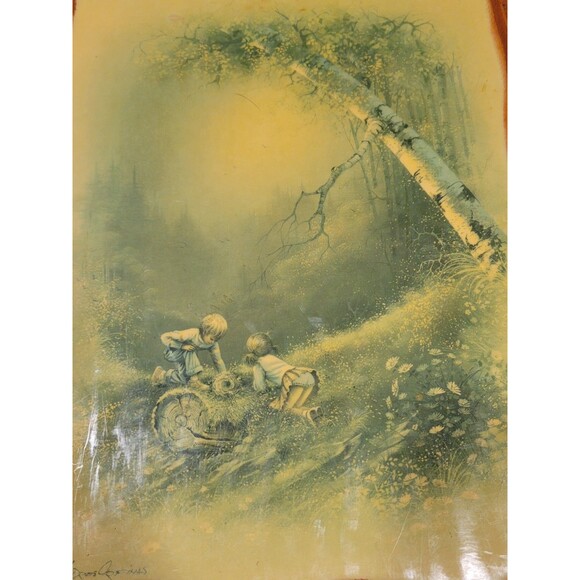 Vintage Andres Orpinas Print Boy Girl Fence Woods Lot Of 3 Country Kids - Picture 2 of 7